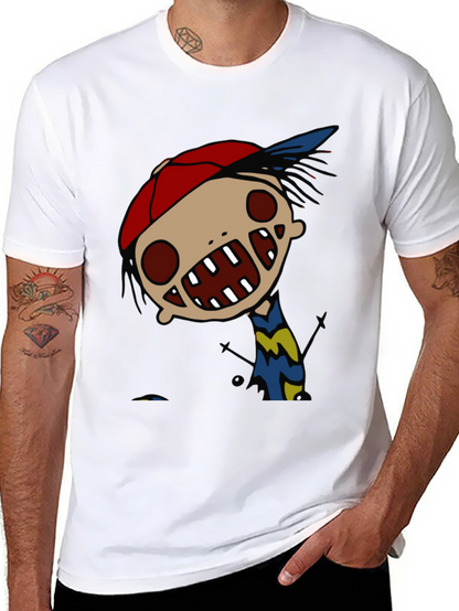 Cartoon Character Graphic Tee - Quirky Black T-Shirt