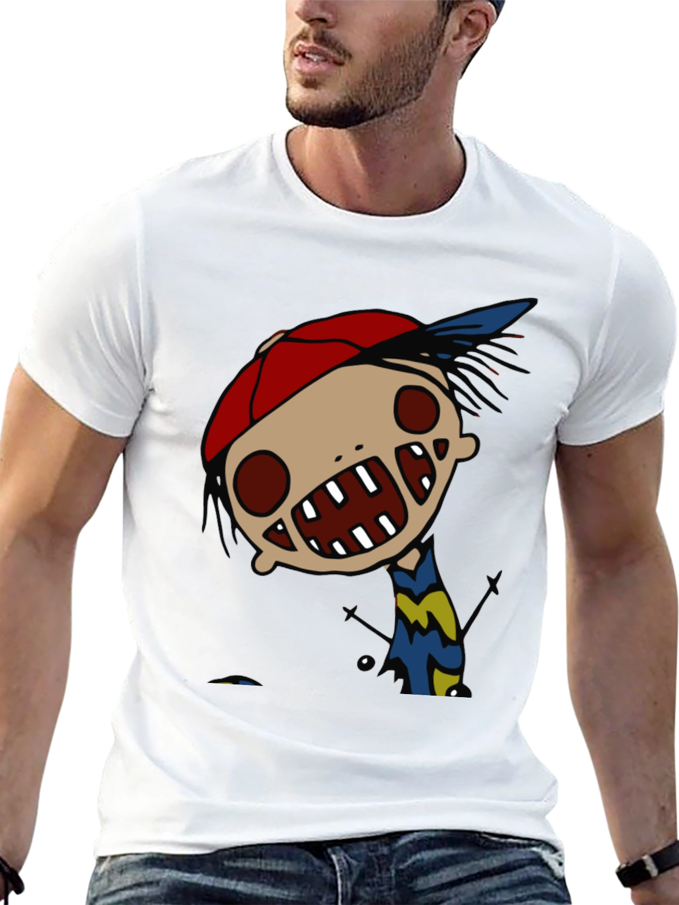 Cartoon Character Graphic Tee - Quirky Black T-Shirt