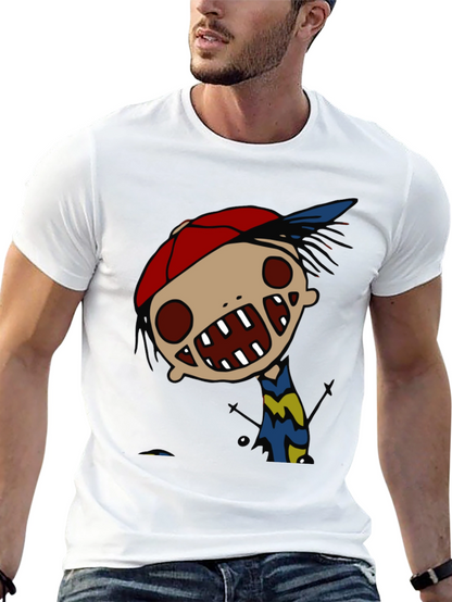 Cartoon Character Graphic Tee - Quirky Black T-Shirt