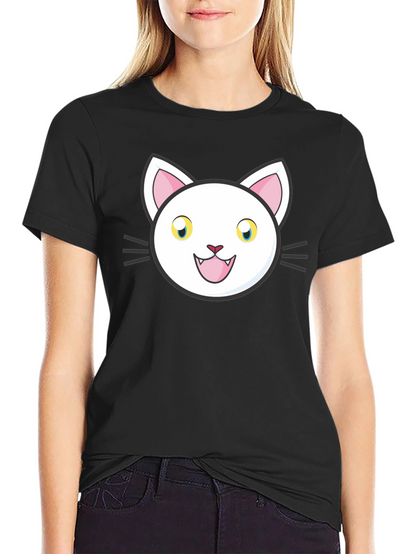Cartoon Cat Graphic Black T-Shirt