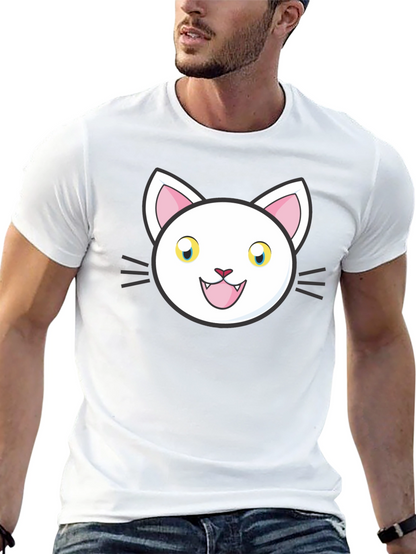 Cartoon Cat Graphic Black T-Shirt