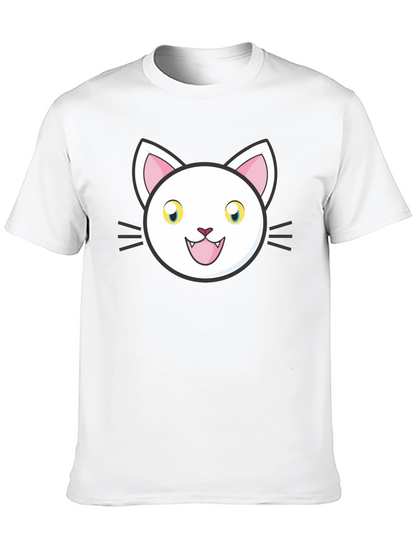 Cartoon Cat Graphic Black T-Shirt