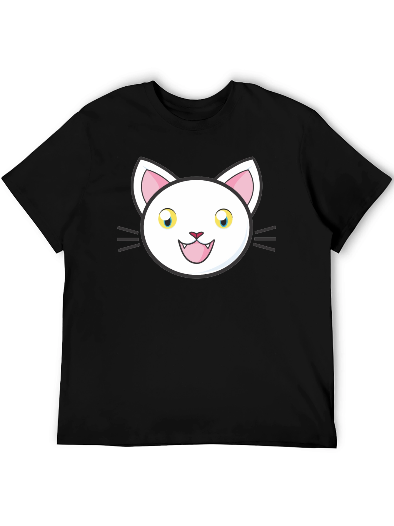 Cartoon Cat Graphic Black T-Shirt