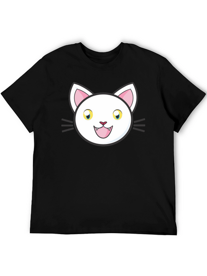 Cartoon Cat Graphic Black T-Shirt