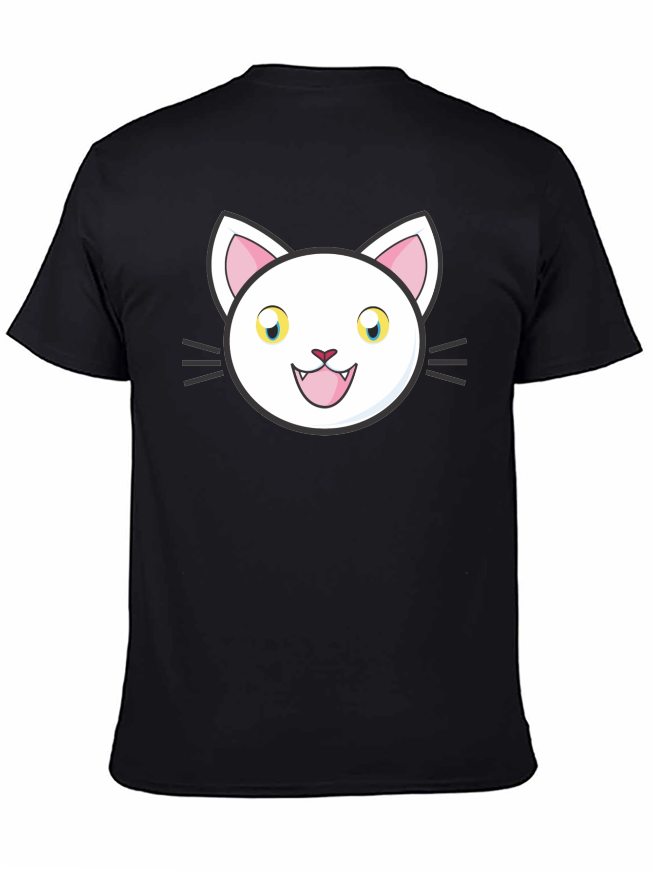 Cartoon Cat Graphic Black T-Shirt