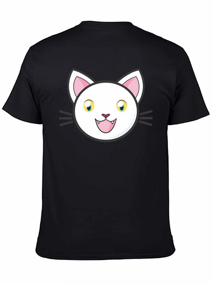 Cartoon Cat Graphic Black T-Shirt