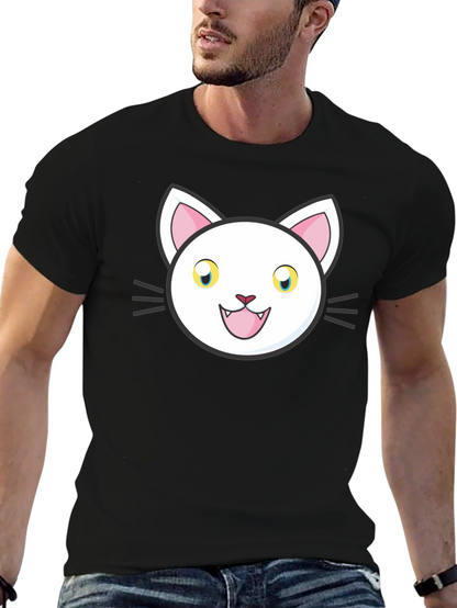 Cartoon Cat Graphic Black T-Shirt