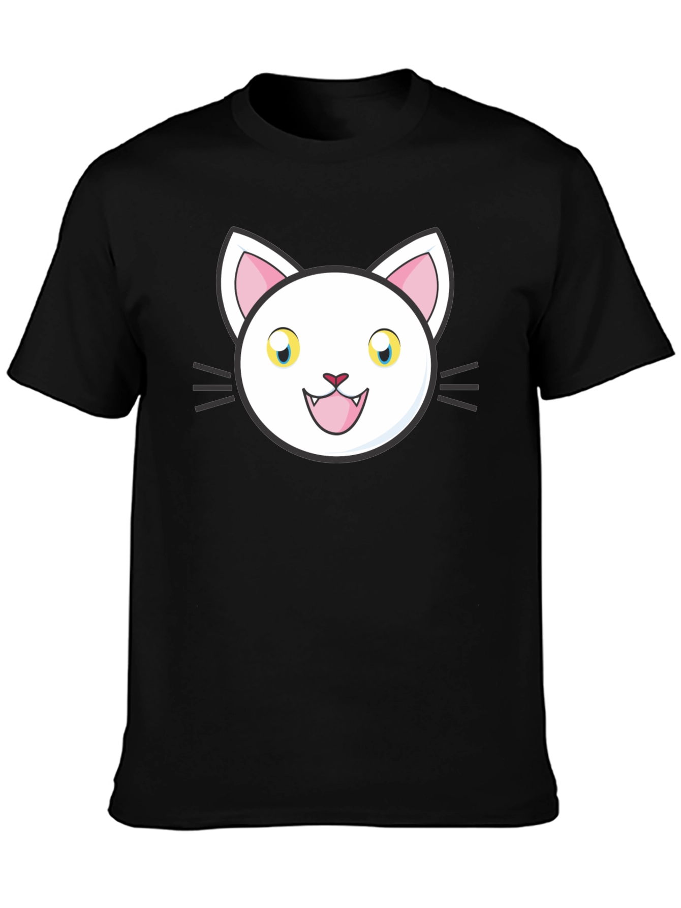 Cartoon Cat Graphic Black T-Shirt