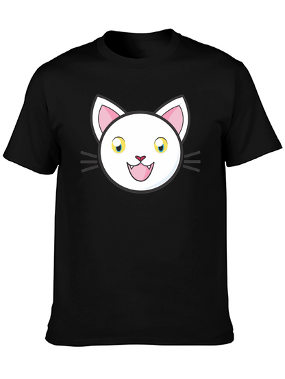 Cartoon Cat Graphic Black T-Shirt