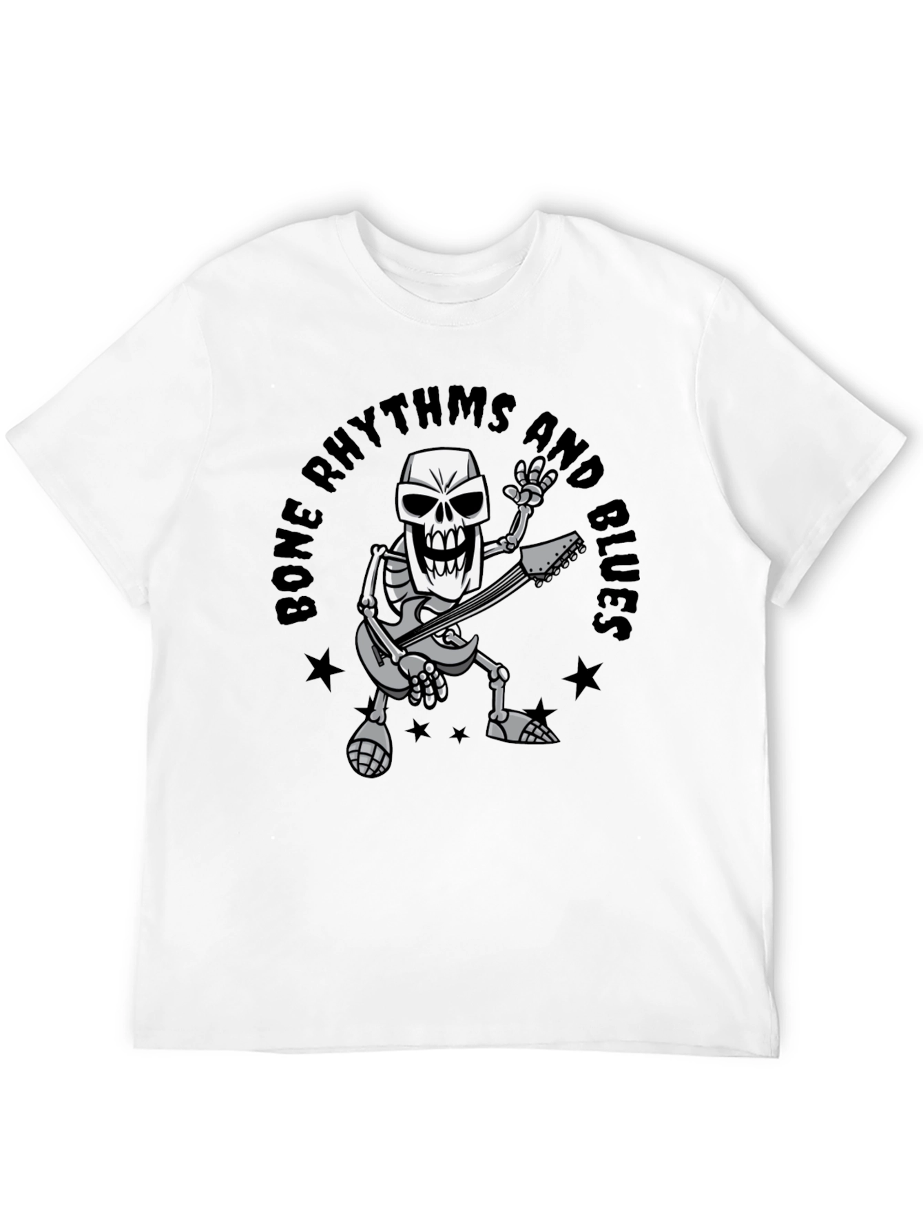 Bone Rhythms & Blues Skeleton Guitar T-Shirt