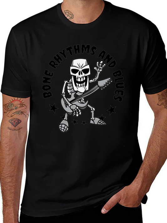 Bone Rhythms & Blues Skeleton Guitar T-Shirt