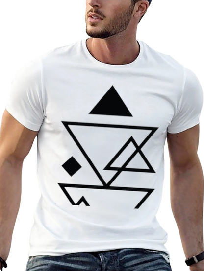 Abstract Geometric Design Black T-Shirt