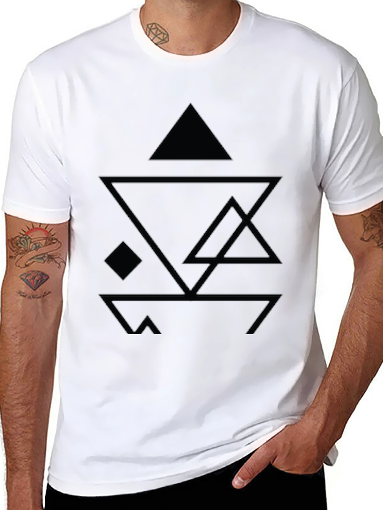 Abstract Geometric Design Black T-Shirt