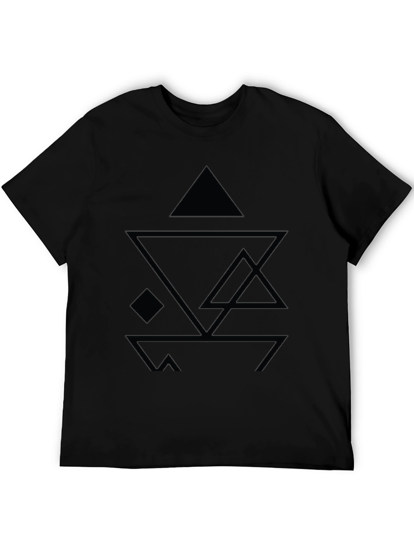 Abstract Geometric Design Black T-Shirt