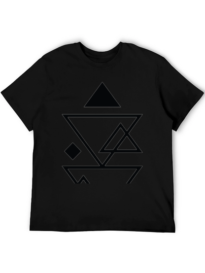 Abstract Geometric Design Black T-Shirt
