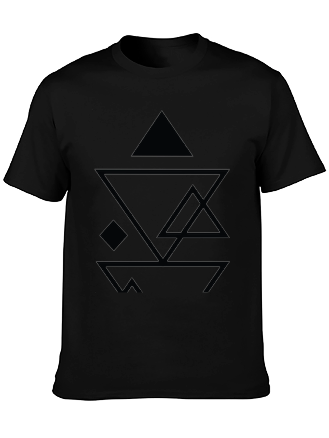 Abstract Geometric Design Black T-Shirt
