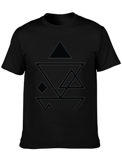 Abstract Geometric Design Black T-Shirt