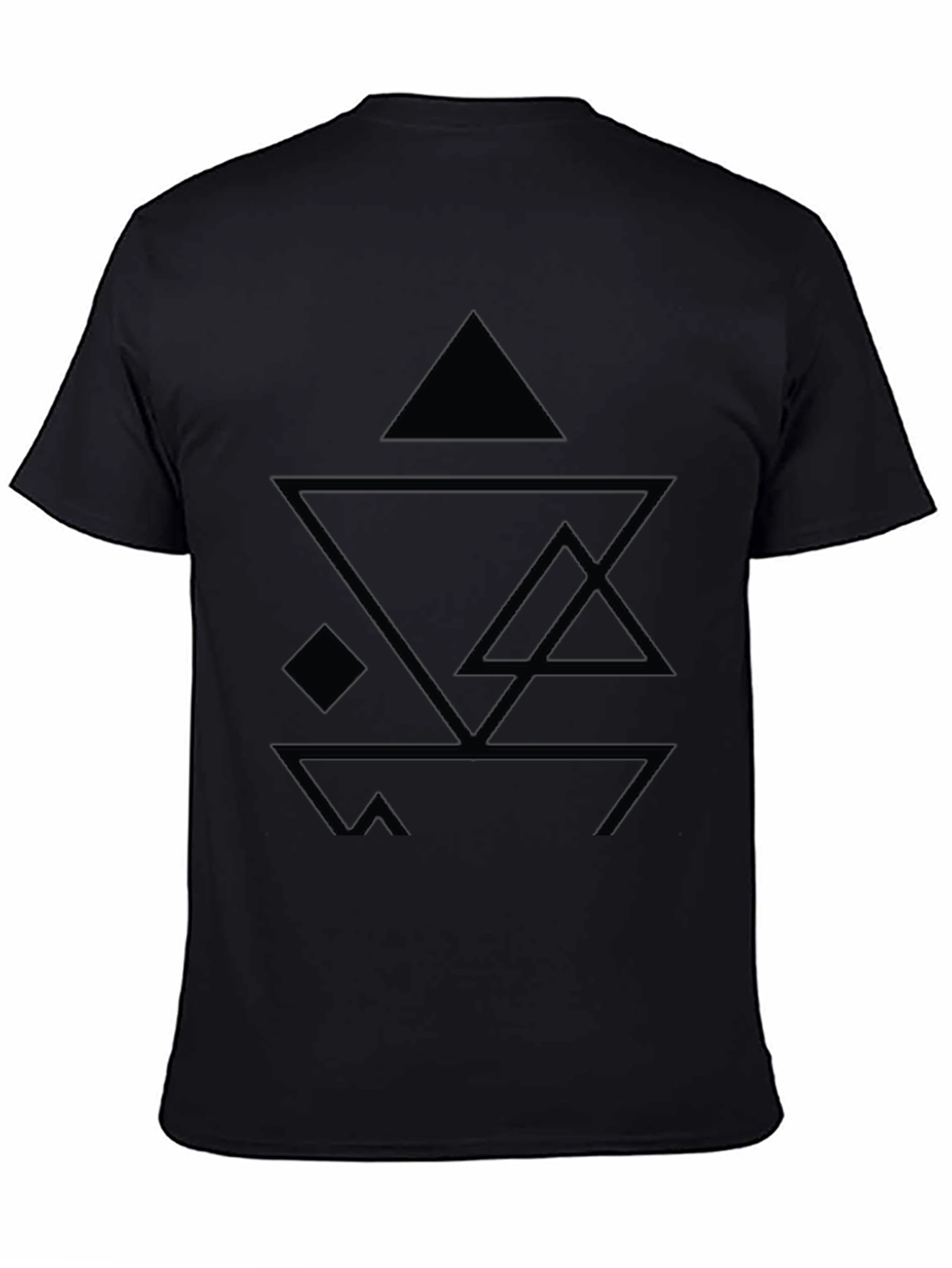 Abstract Geometric Design Black T-Shirt