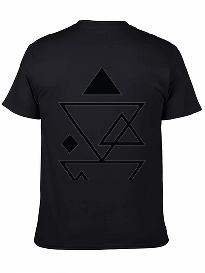 Abstract Geometric Design Black T-Shirt