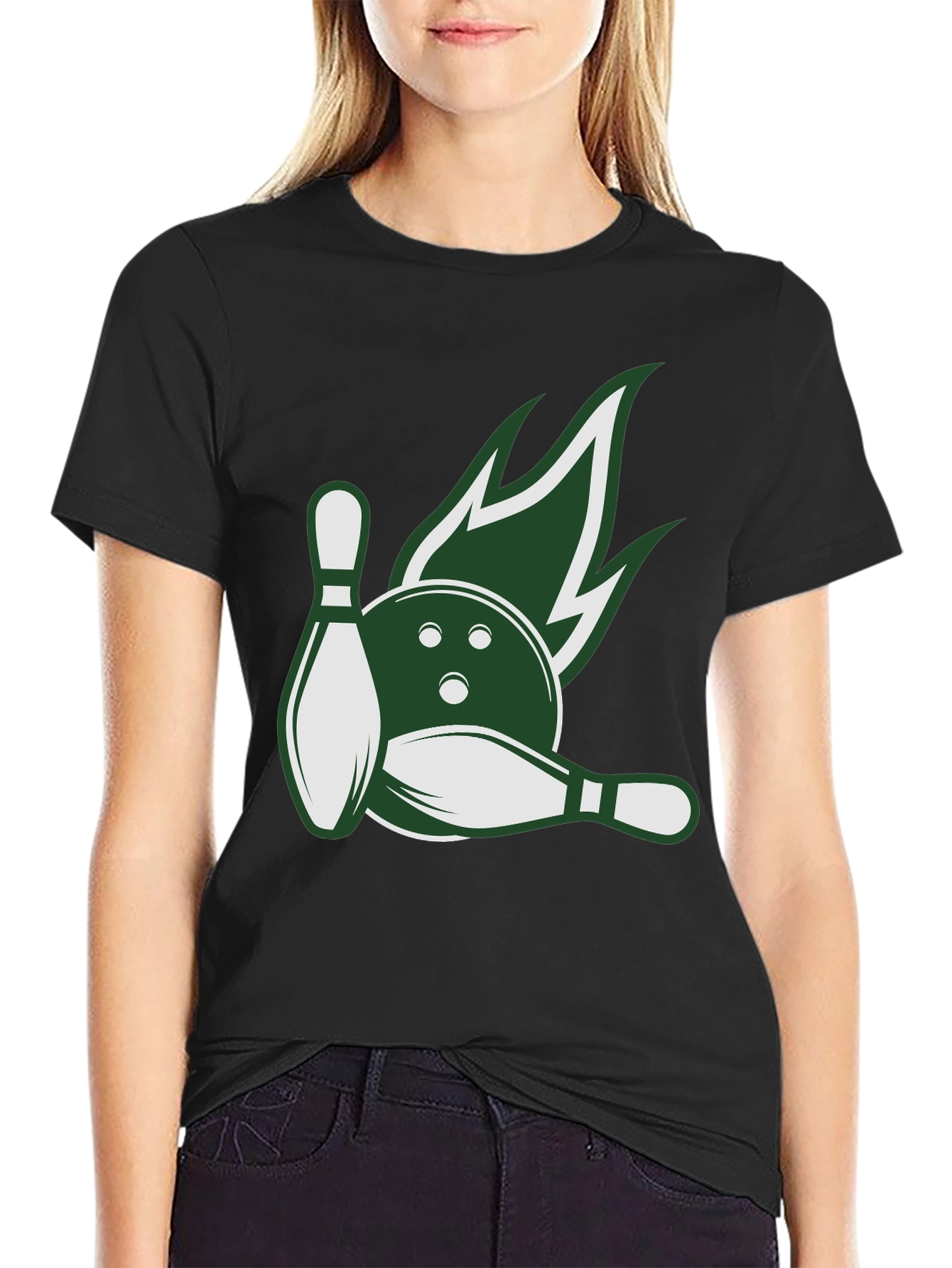Bowling Strike Tee - Green Flame