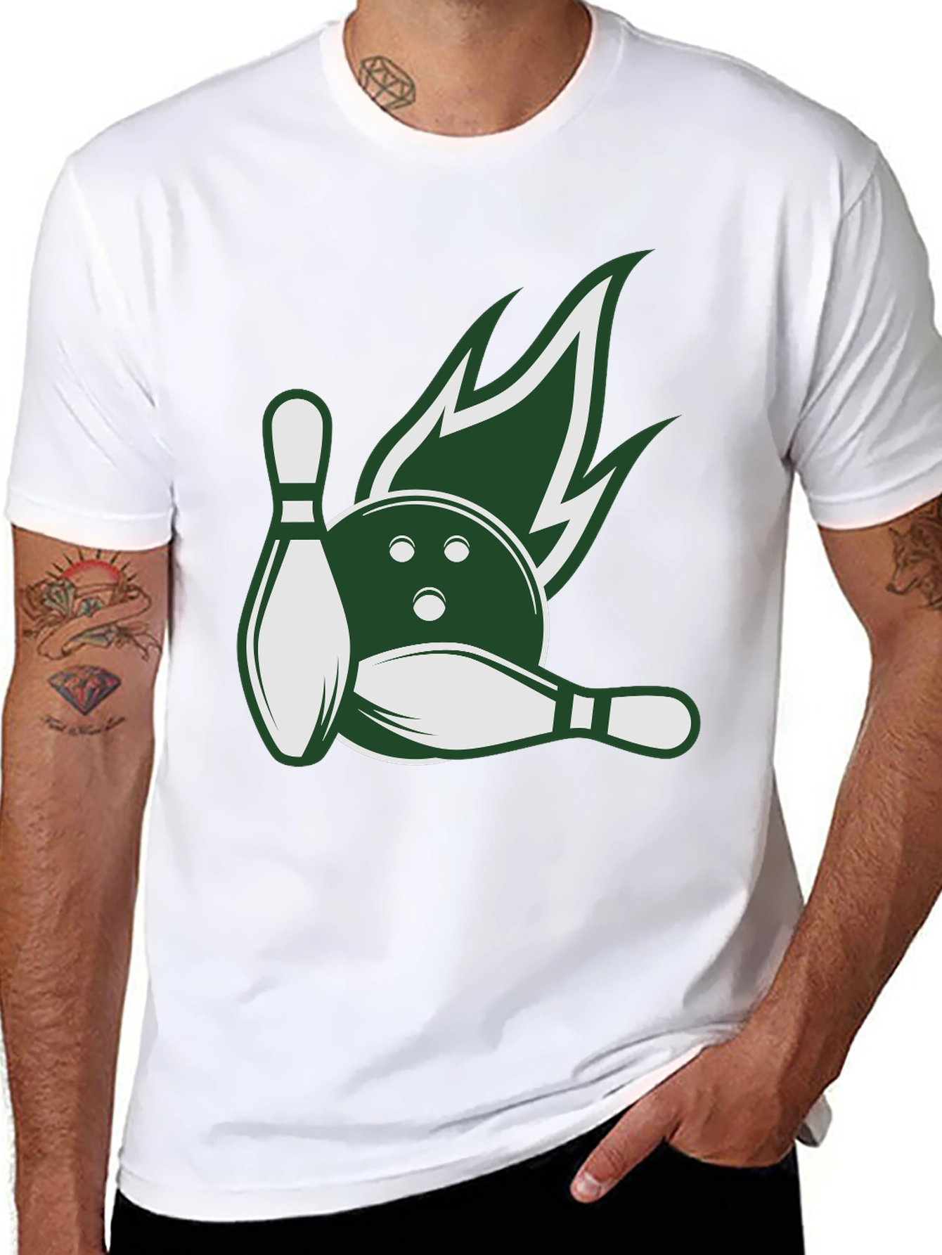Bowling Strike Tee - Green Flame