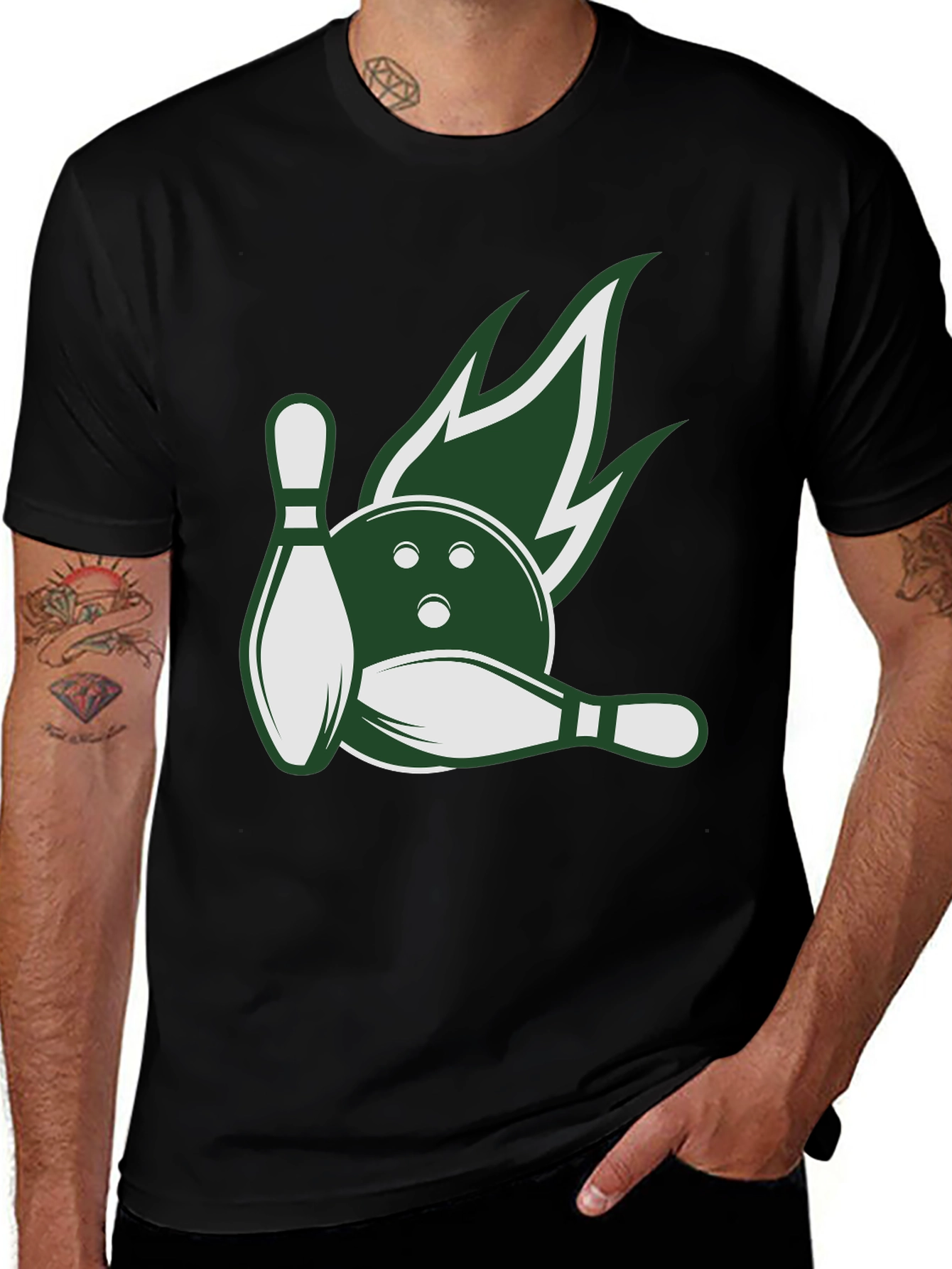 Bowling Strike Tee - Green Flame