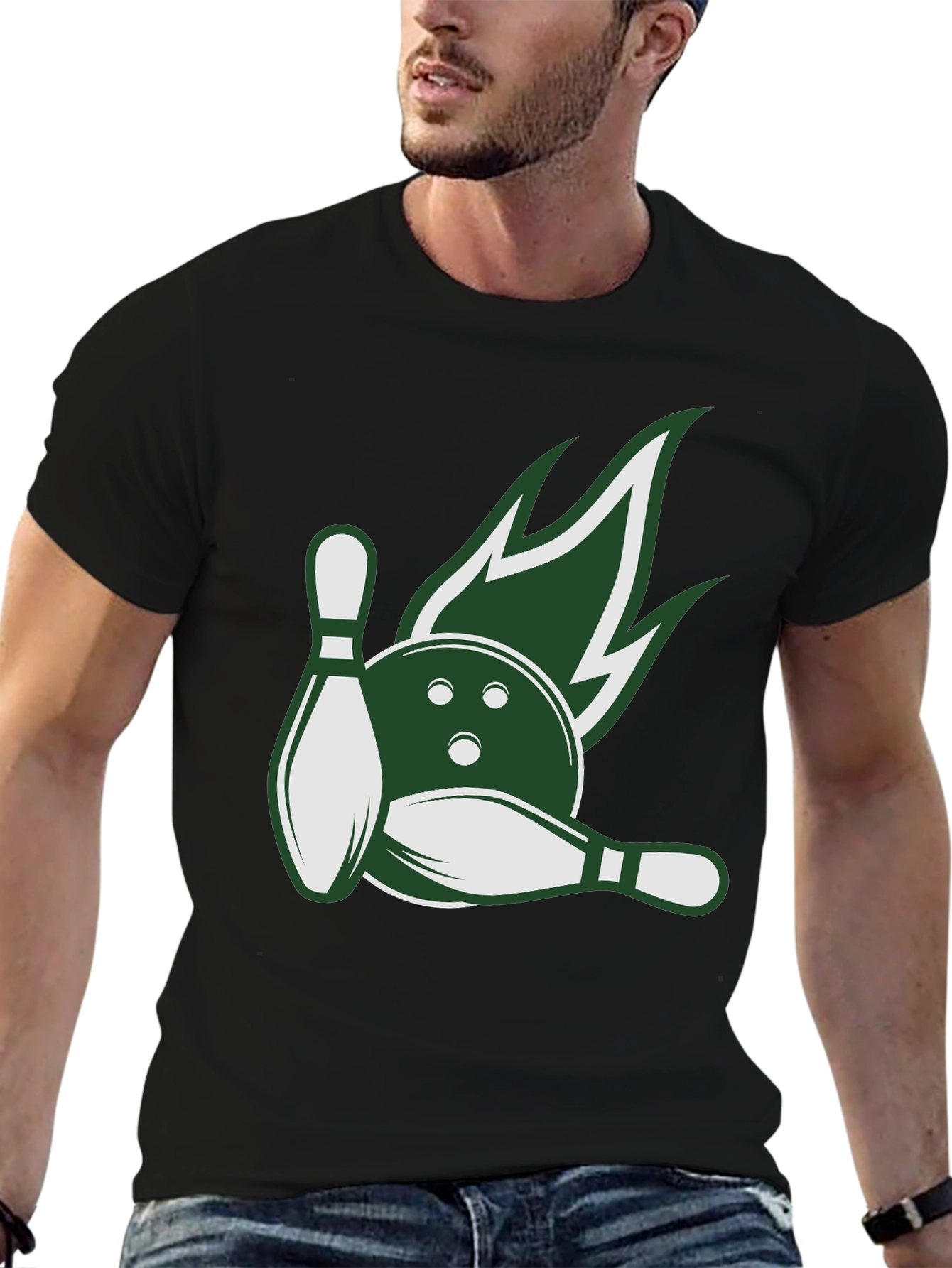 Bowling Strike Tee - Green Flame