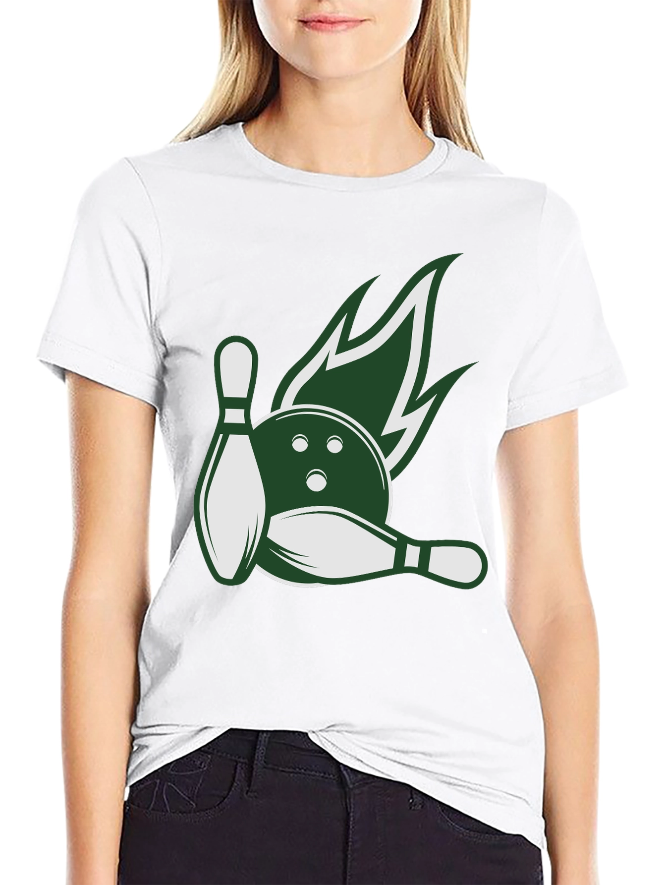 Bowling Strike Tee - Green Flame