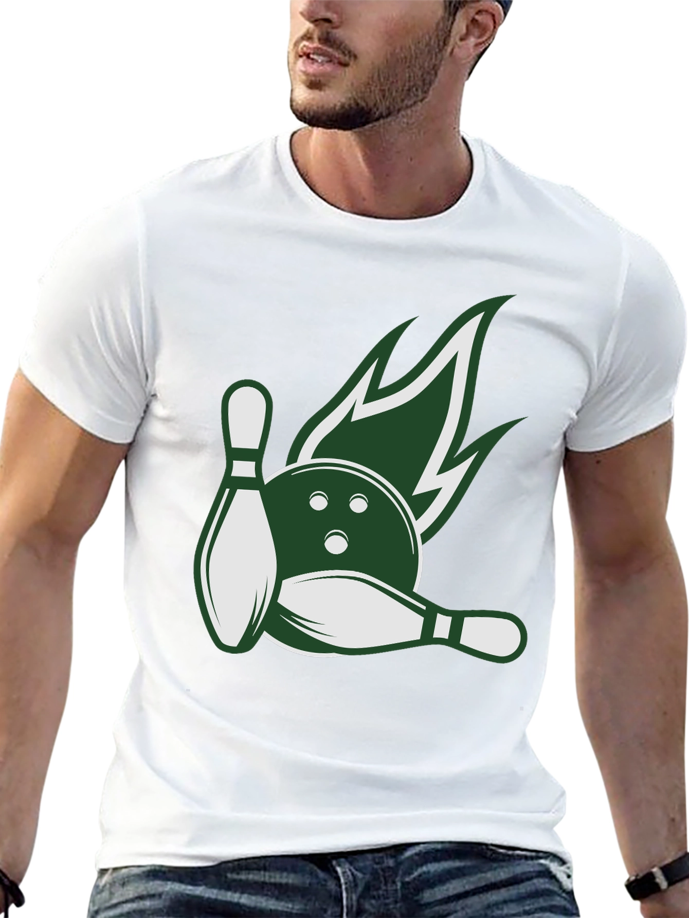 Bowling Strike Tee - Green Flame