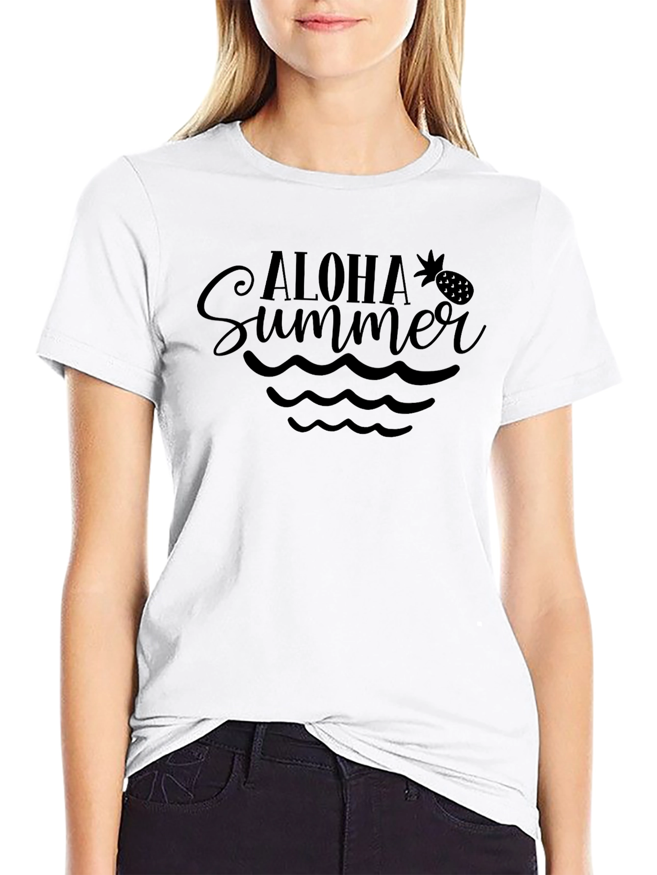 Aloha Summer Graphic Tee - Black Casual Shirt