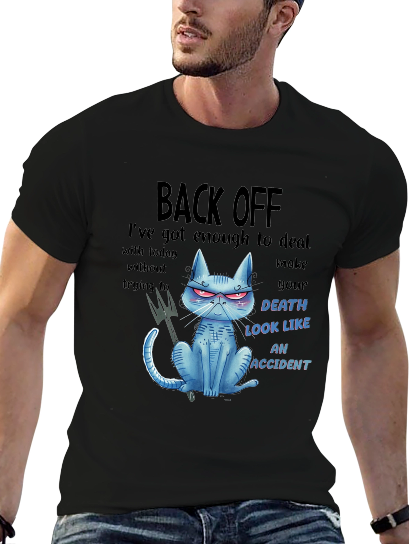 Back Off Cat Graphic T-Shirt - Humor Tee