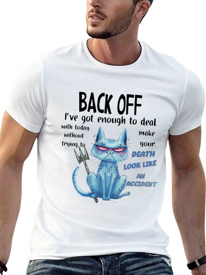 Back Off Cat Graphic T-Shirt - Humor Tee