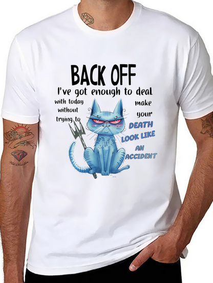 Back Off Cat Graphic T-Shirt - Humor Tee