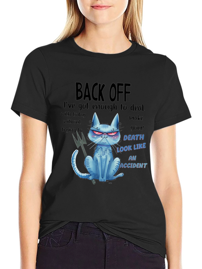 Back Off Cat Graphic T-Shirt - Humor Tee