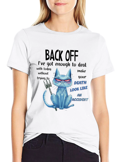 Back Off Cat Graphic T-Shirt - Humor Tee