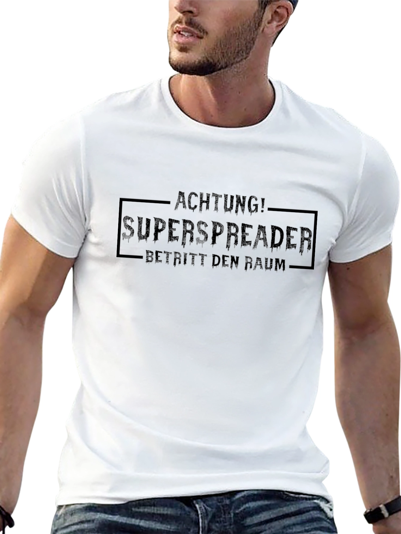 Achtung! Superspreader T-Shirt - Black Crew Neck