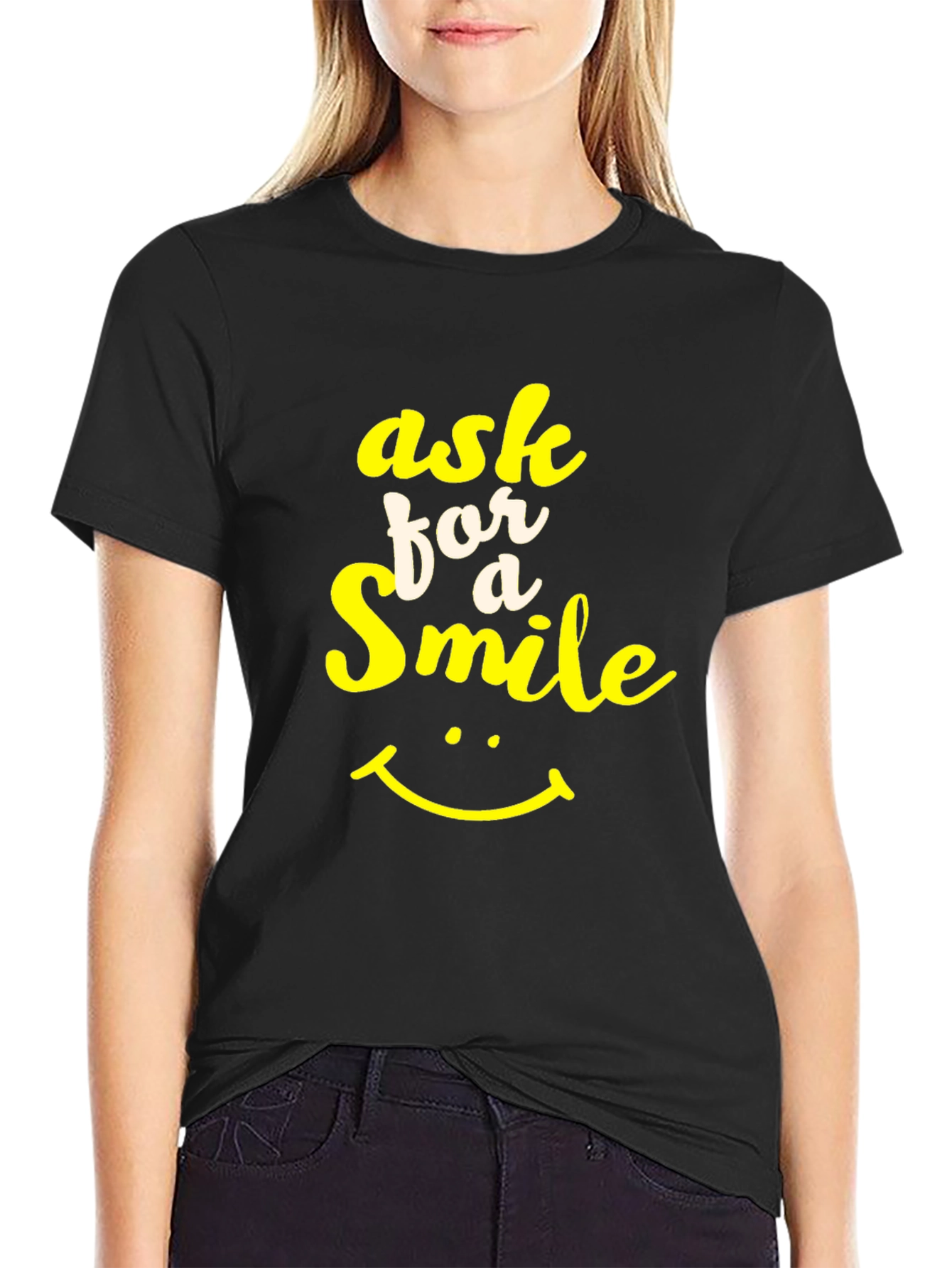 Ask for a Smile Graphic Tee - Black