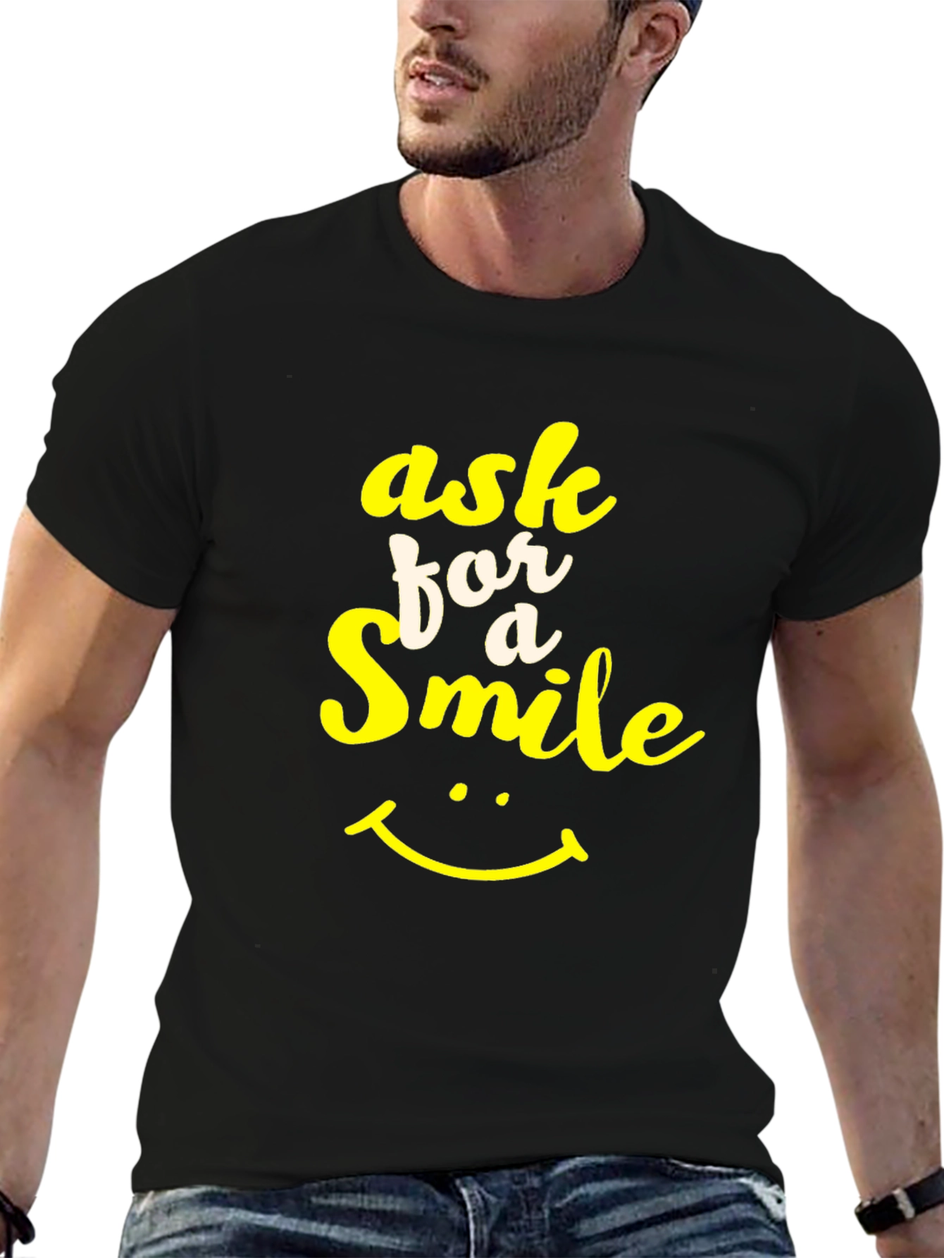 Ask for a Smile Graphic Tee - Black