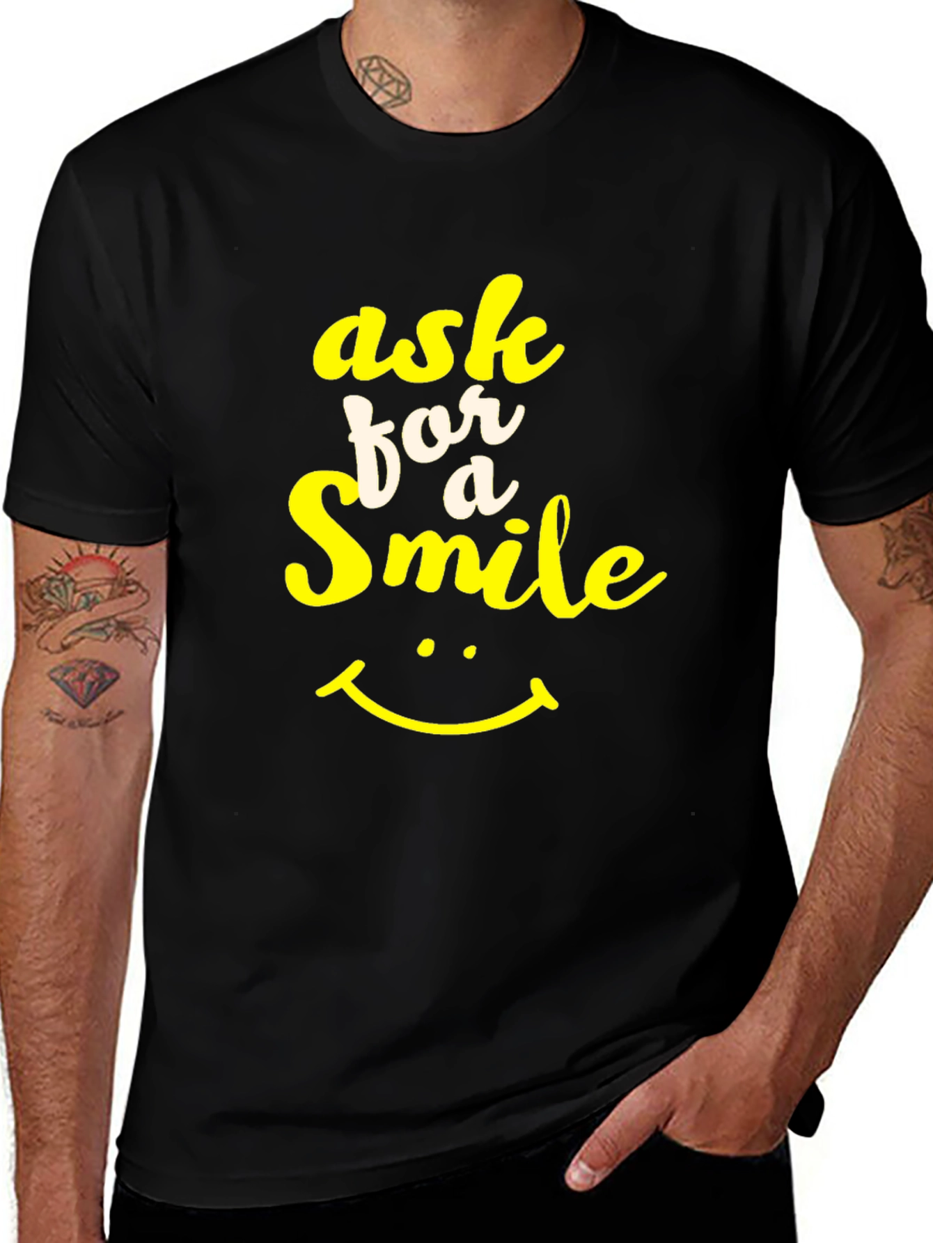 Ask for a Smile Graphic Tee - Black
