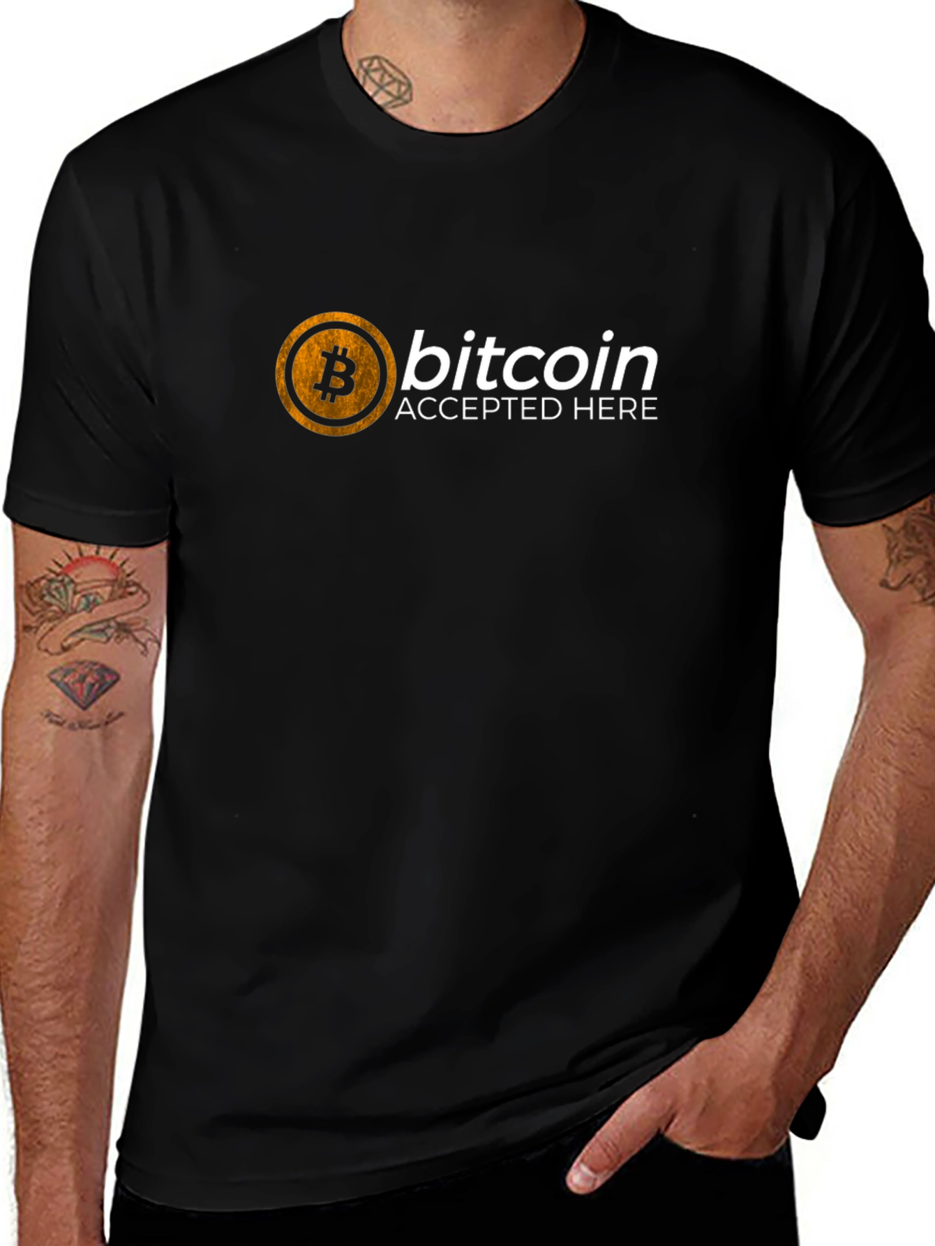 Bitcoin Accepted Here T-Shirt - Crypto Currency Tee
