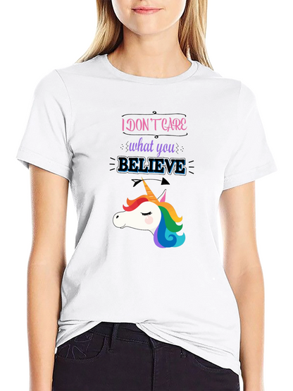 Unicorn Believe Graphic T-Shirt - Black