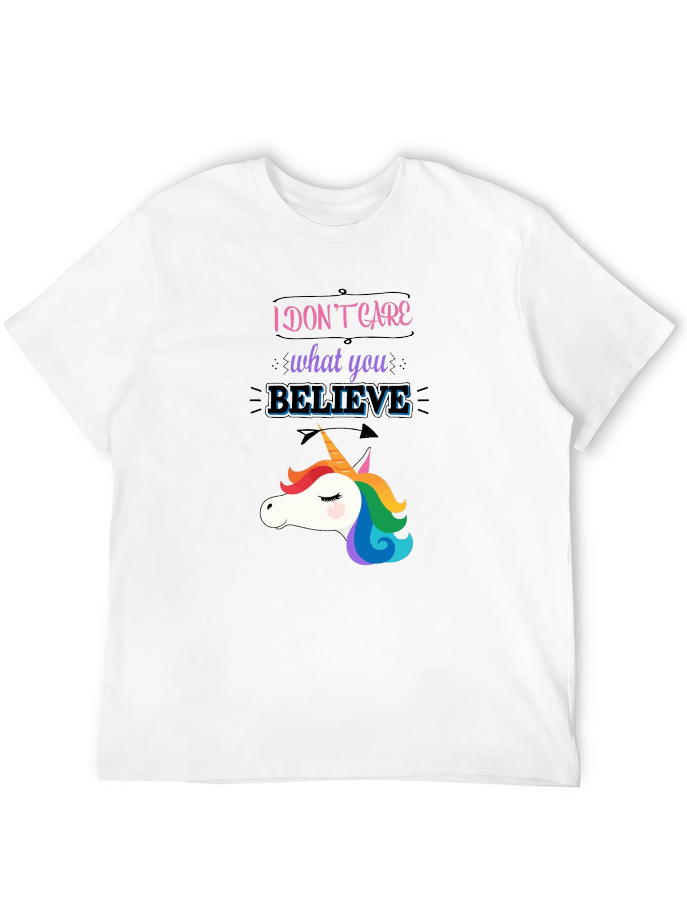 Unicorn Believe Graphic T-Shirt - Black