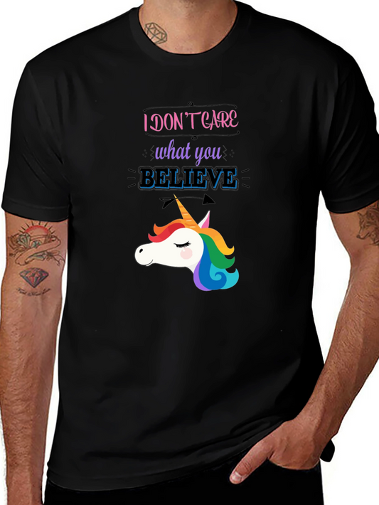 Unicorn Believe Graphic T-Shirt - Black