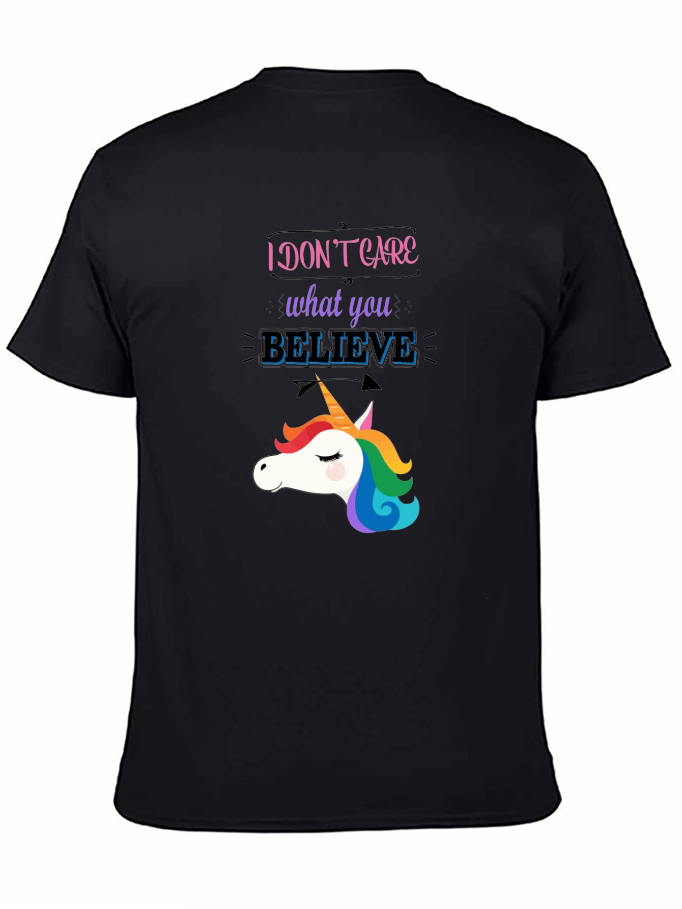 Unicorn Believe Graphic T-Shirt - Black