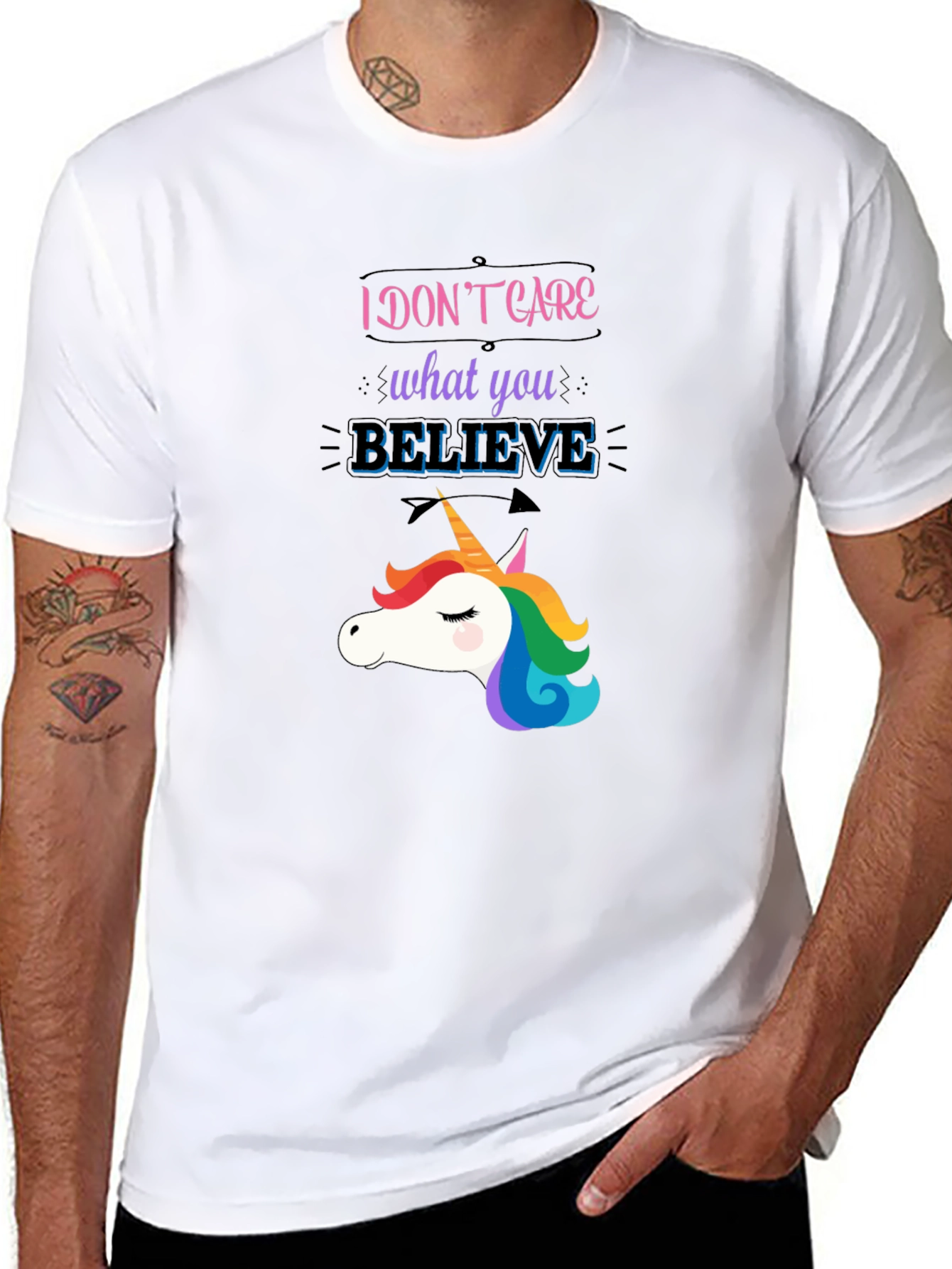 Unicorn Believe Graphic T-Shirt - Black