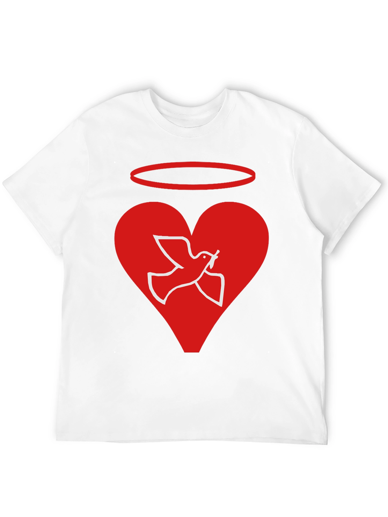 Angel Dove Heart Black Graphic T-Shirt
