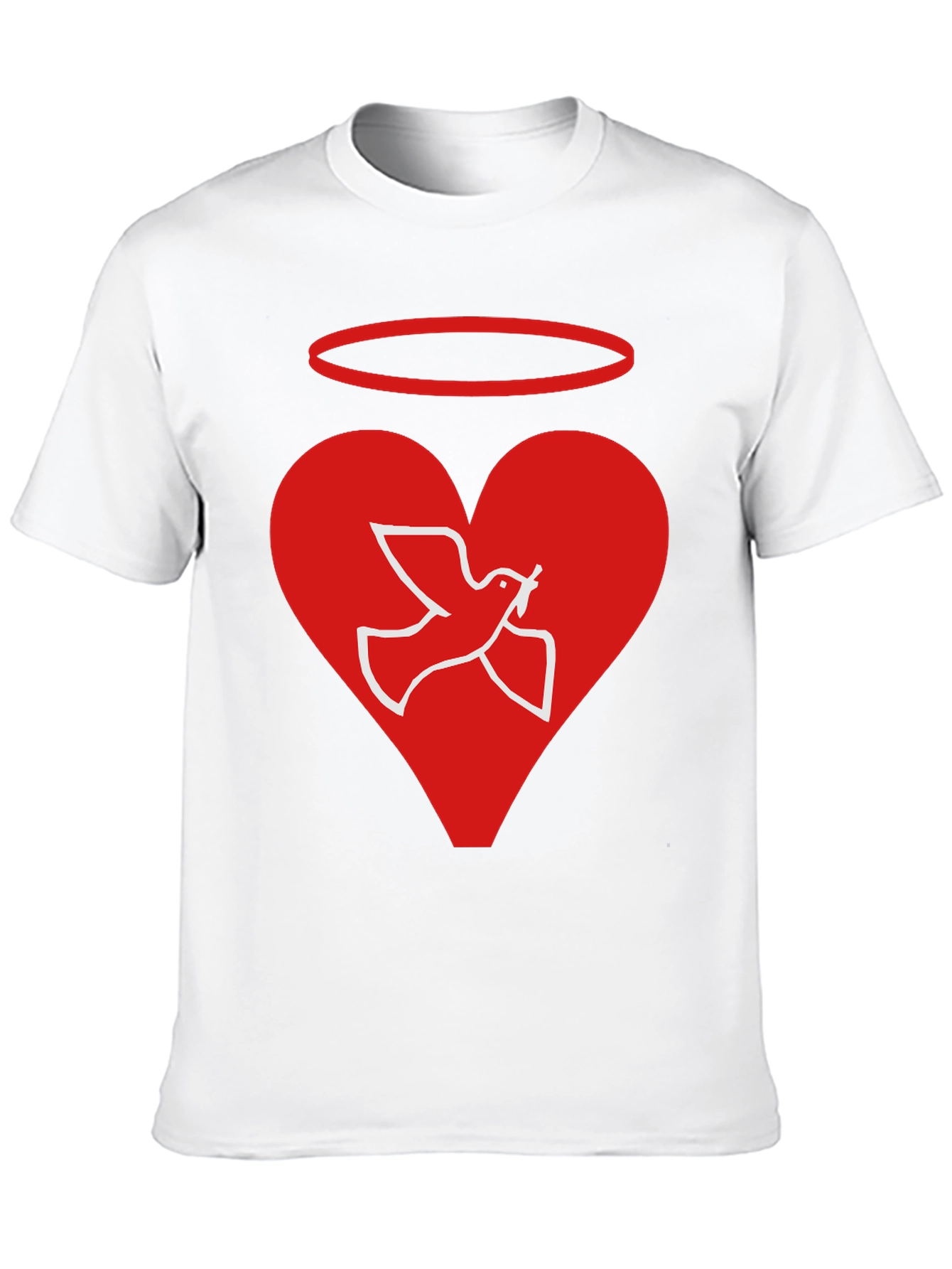 Angel Dove Heart Black Graphic T-Shirt