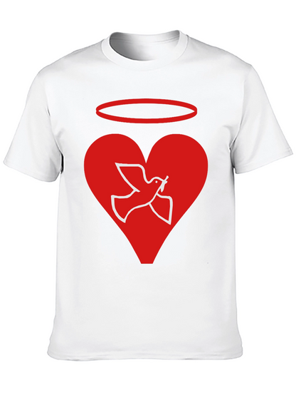 Angel Dove Heart Black Graphic T-Shirt