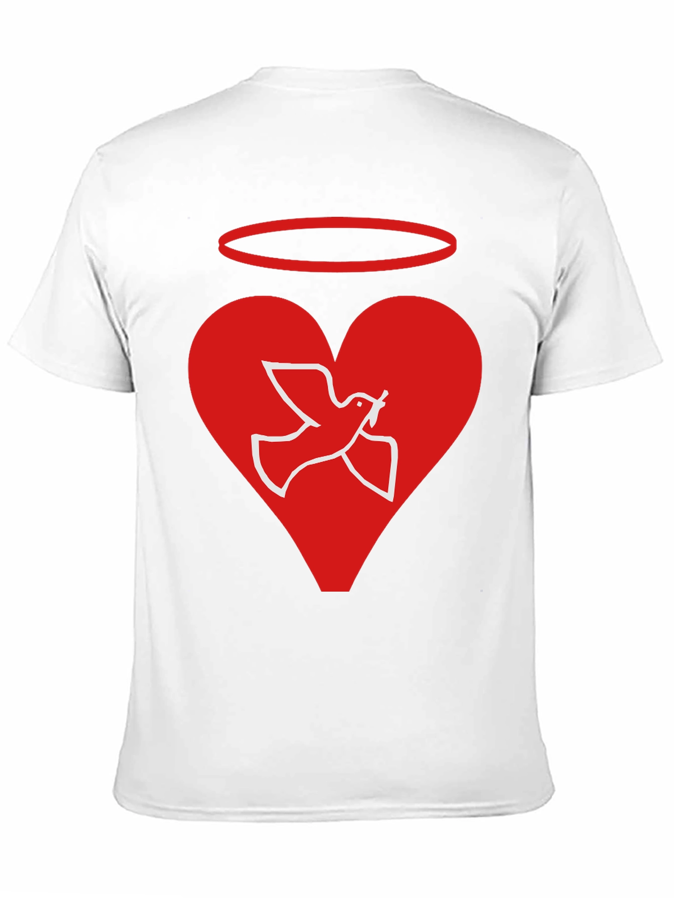 Angel Dove Heart Black Graphic T-Shirt