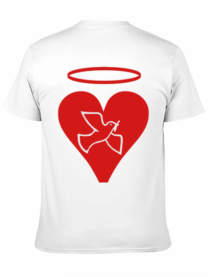 Angel Dove Heart Black Graphic T-Shirt